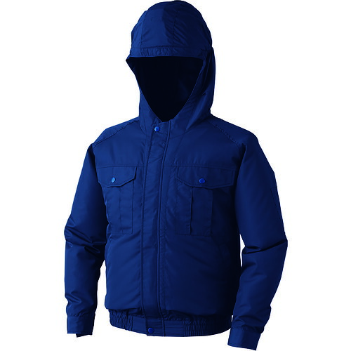 空調服 空調服 フード付ポリエステル製ワーク空調服［［R下］］ ウェアのみ ダークブルー 4L KU90810-C14-S6 [2616-7498852]