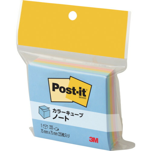 スリーエム 3M 【10個販売】ポスト・イット 75X75mm 225枚 5色混色 CP-33 [263-016387]