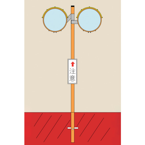 日本緑十字社 【別途送料】 【個人宅不可】 カーブミラー（丸型2面鏡） 丸SW60 600mm直径 埋込用ポール付 ステンレス製 277380 [279-081647]