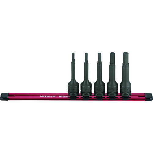 水戸工機 ミトロイ 1/2 ヘックスソケット ロング パワータイプ ホルダーセット L-100 5コマ6点 HPH406ML-100 [281-016214]