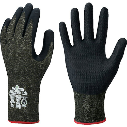 ショーワグローブ 【60個販売】耐切創手袋 ハガネコイル S-TEX 581 リテールパッケージ Mサイズ S-TEX581-RP-M[294-037495]