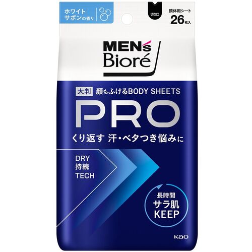 花王 Kao 【12個販売】メンズビオレ 顔もふけるボディシートPRO ホワイトサボンの香り 449252 [301-449252]