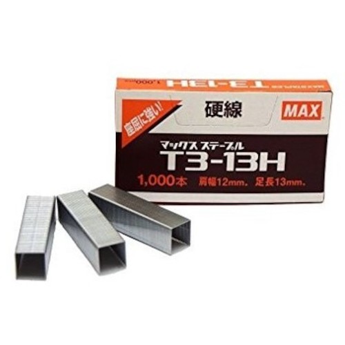 マックス MAX T3ステープル 肩幅12mm・足長さ13mm 硬線 20個入り（1個／1000本入り） T3-13H(X20) [588-747176]