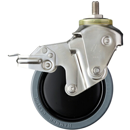 ハンマーキャスター ハンマー ステンレスクッションEねじ込みM12SPゴム125mm線径3.2 935SEA-FR125S332 [643-0038536]