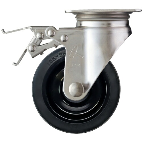 ハンマーキャスター ハンマー トータルロック SUS 自在 SP付 ゴム車 125mm 315S-RU125 TL [643-00006922]