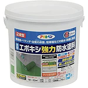 アサヒペン 水性エポキシ強力防水塗料 5KGセット ライトグリーン - [665-606372]｜ＤＡＩＳＨＩＮ工具箱　店