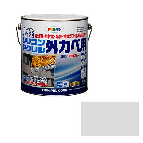 アサヒペン 水性シリコンアクリル外かべ用 ソフトグレー - [665-452535]