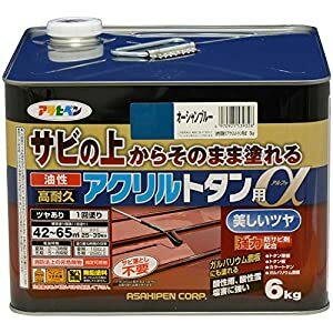 アサヒペン 油性高耐久アクリルトタン用α 6KG オーシャンブルー -|DAISHIN工具箱 店
