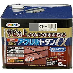 【マラソン期間エントリーでポイント5倍】アサヒペン 油性高耐久アクリルトタン用α 6KG グレー -｜ＤＡＩＳＨＩＮ工具箱　店