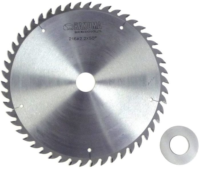 バクマ工業 卓上･スライド丸鋸用チップソー タテ・ヨコ兼用 チドリ面研磨 216mmx50P No.60966 [705-019078]