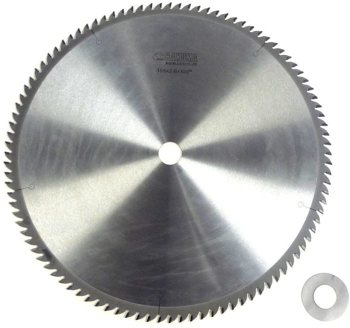 バクマ工業 卓上･スライド丸鋸用チップソー トメ切用 両側面研磨 355mmx100P No.34830 [705-019443]