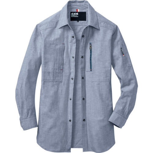 ジーベック XEBEC 長袖シャツ2293-116-L 杢ブルー 2293-116-L [976-521720]
