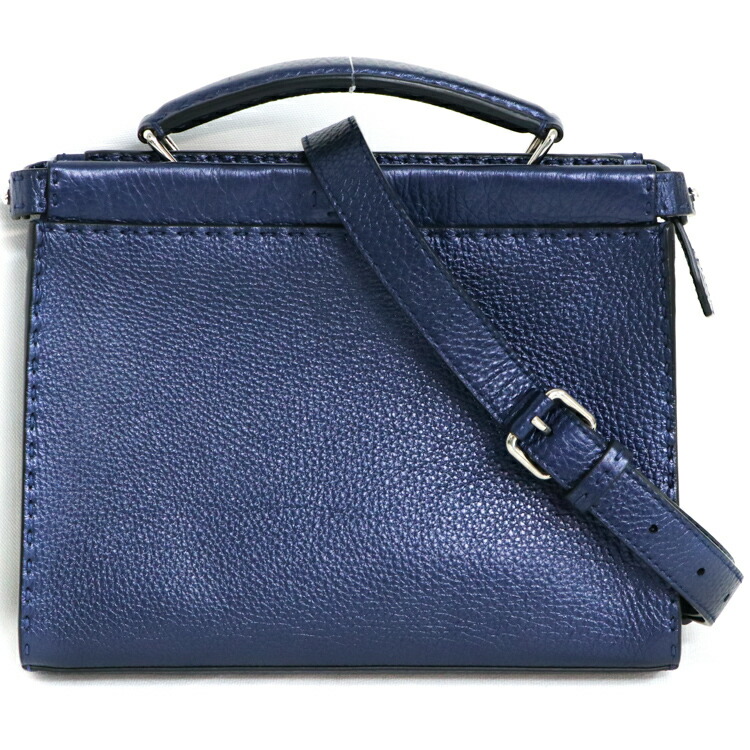 フェンディ メンズバッグ レディースバッグ セレリア ピーカブー フィットミニ バグズアイ モンスター ハンドバッグ 2way ショルダーバッグ 7va422 レザー メタリック ネイビー シルバー金具 ブランドバッグ 22 0419 店内全品対象