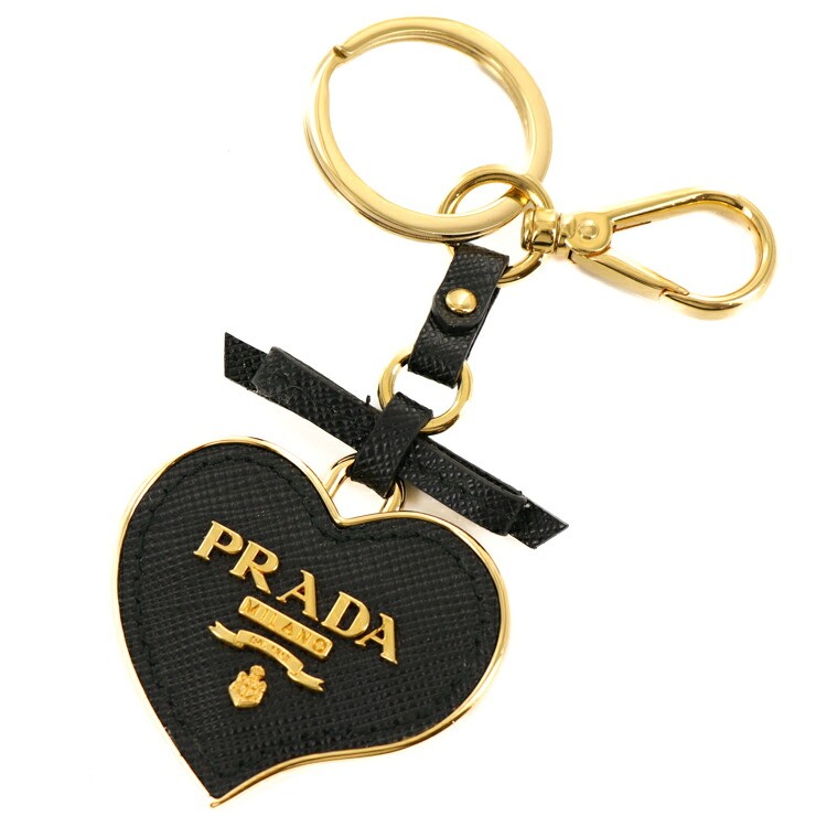 【美品】PRADA SAFFIANO TOYS TRICK PELLE レディース キーホルダー キーリング 1TL126 2EWR F0002 メタル ゴールド金具 ブラック 5301022m 【中古】