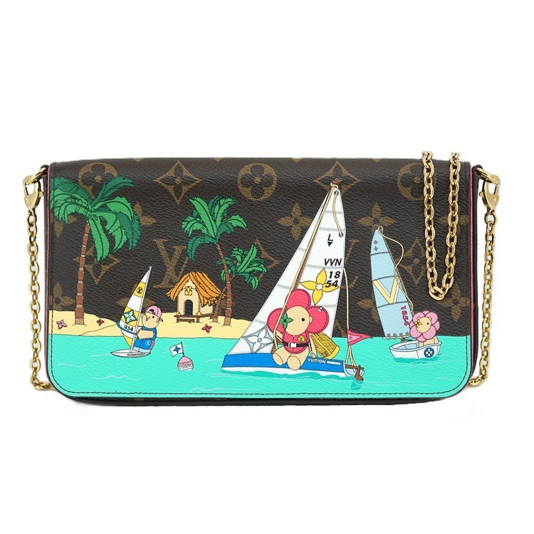 LOUIS VUITTON ポシェット フェリシー チェーンウォレット ショルダーバッグ ヴィヴィエンヌ M82627 集積回路手当て モノグラム なめし革 赤銅色 5631116j【中古】
