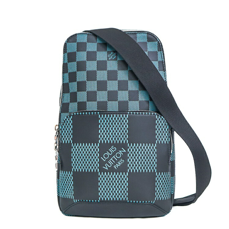 【美品】LOUIS VUITTON  ダミエ・アンフィニ 大通り スリングバッグ 酉の方角御徒面子 上半身御徒面子 メンズ御徒面子 N50038 なめし革 黒いこと 青色系 6022618j 【中古】 ショルダーバッグ・メッセンジャーバッグ-バッグ-バッグ・小物・ブランド雑貨