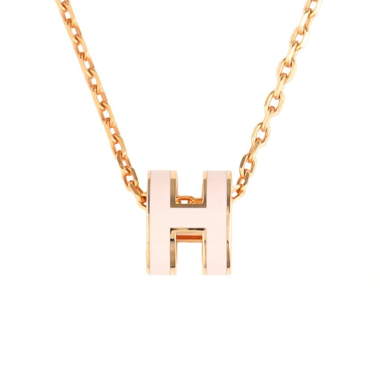 【美品】HERMES ポップアッシュ ミニ ペンダント ネックレス メタル ラッカー ピンク ローズゴールド ブランドアクセサリー 5442656MM【中古】｜大進洋行