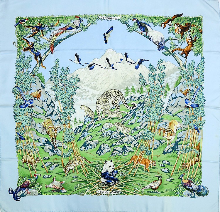 楽天市場】極美品 HERMES エルメス カレ90 シルクスカーフ パンダ 四川