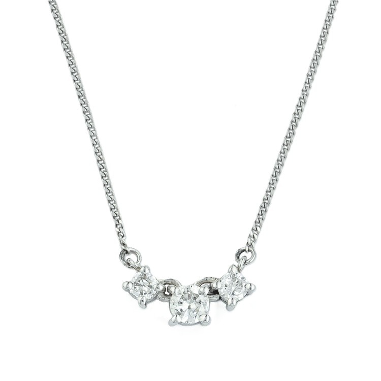 【中古】プラチナ ダイヤモンド 0.35ct 3P ネックレス レディース アクセサリー Pt850 Pt900 3.1g シンプル かわいい 上品 6058817mm-L|大進洋行