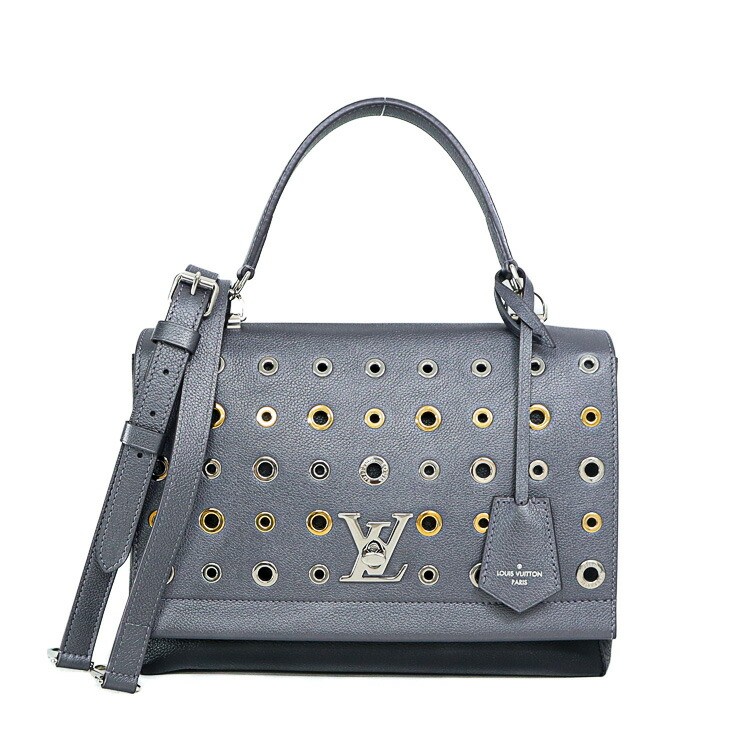 LOUIS VUITTON ロックミー2 パンチングスタッズ ハンドバック ショルダーバッグ M42863 なめし革 メタリックグレー 黒いこと 2way御徒面子 LV ブランド名御徒面子 5s51512j【中古】