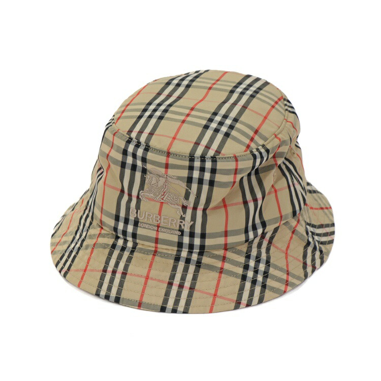 【新品負けず劣らず】 BURBERRY x Supreme ボックス席ロゴタイプ ノバチェック 井戸釣瓶かぶり笠 大きさM/L ベージュ 6042123m 【中古】