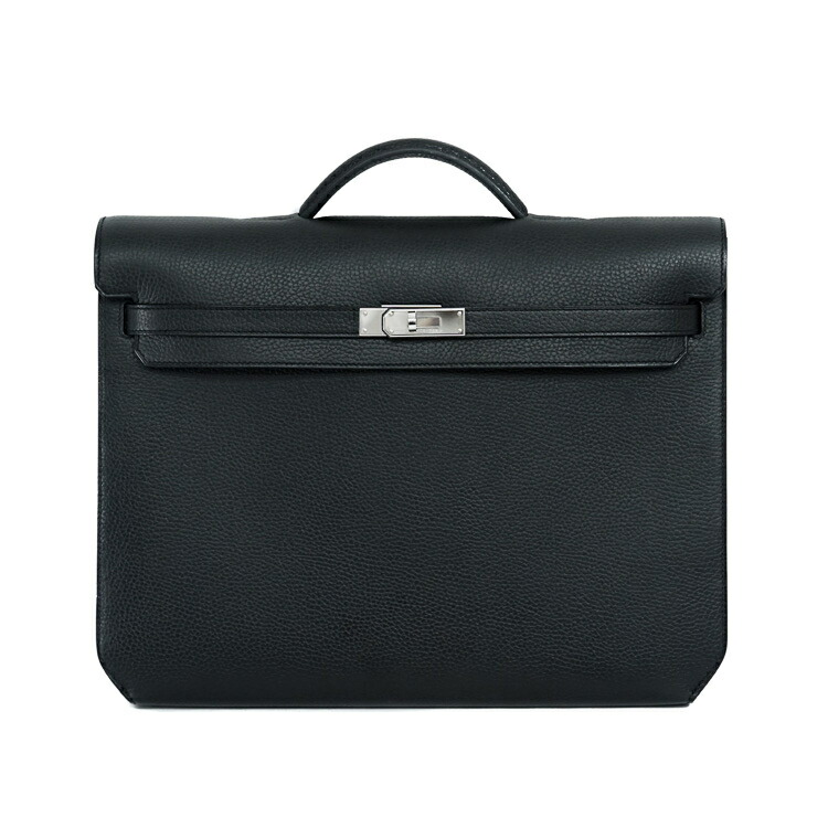 【美品】 HERMES ケリーデペッシュ36 B目じるし ヴァッシュトレッキング 黒いこと しろがね色金具 メンズ御徒面子 商行為御徒面子 ブリーフ容れもの 書きもの袋 5643480j 【中古】