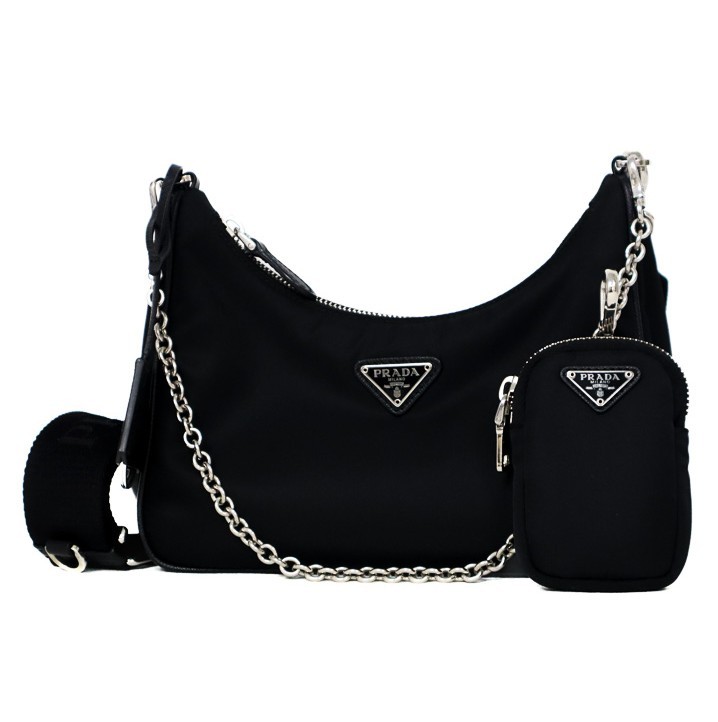【美品】 プラダ Re-Edition 2005 Re-Nylon バッグ ハンドバッグ ショルダーバッグ 1BH204 リナイロン サフィアーノレザー ブラック シルバー金具 PRADA 6087118j【中古】 114,950円