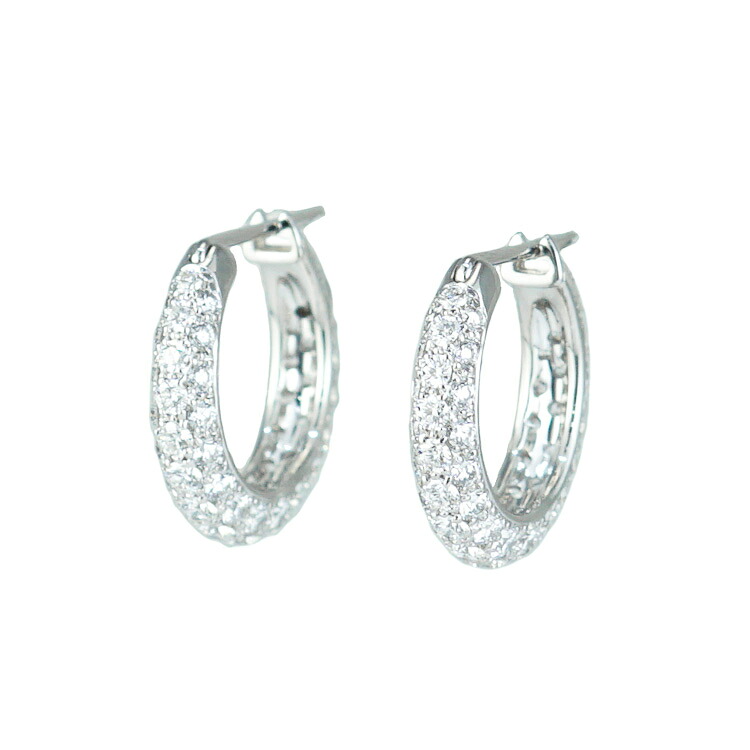 【中古】ギメル GIMEL パヴェ ダイヤモンド 0.825/0.824ct フープピアス Pt950 プラチナ ジュエリー レディース アクセサリー 6109954jｍ-L