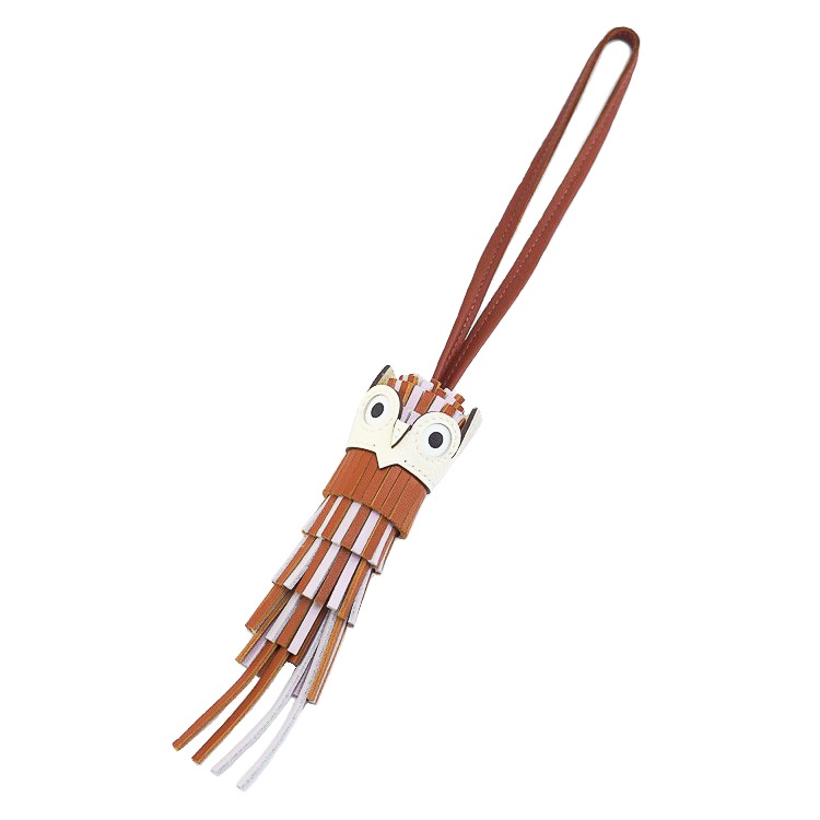 【未使用】HERMES バッグチャーム シュエット フクロウ キーホルダー キーチャーム W刻 エプソン スイフト ラムスキン パンドエピス モーヴペール シエンヌ ナタ ホワイト ブランド小物 エルメス 6095075m【中古】｜大進洋行 59,950円
