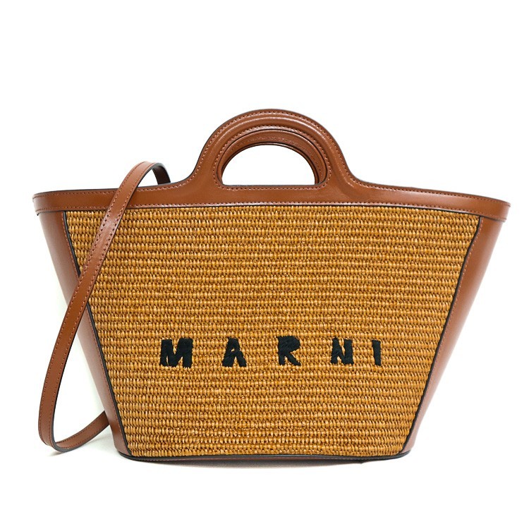 【美品】MARNI マルニ かご御徒面子 トロピカリア スモール ハンドバック ショルダーバッグ TROPICALIA BAG SMALL 赤銅色 6094535m【中古】