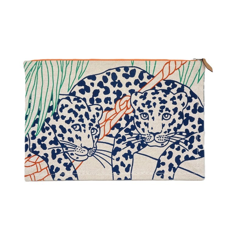 【美品】HERMES ヨッティング GM レオ＆ジン 坦々たる 合財袋 綿織物 100％ ブランド名小物 エルメス 6125731m【中古】