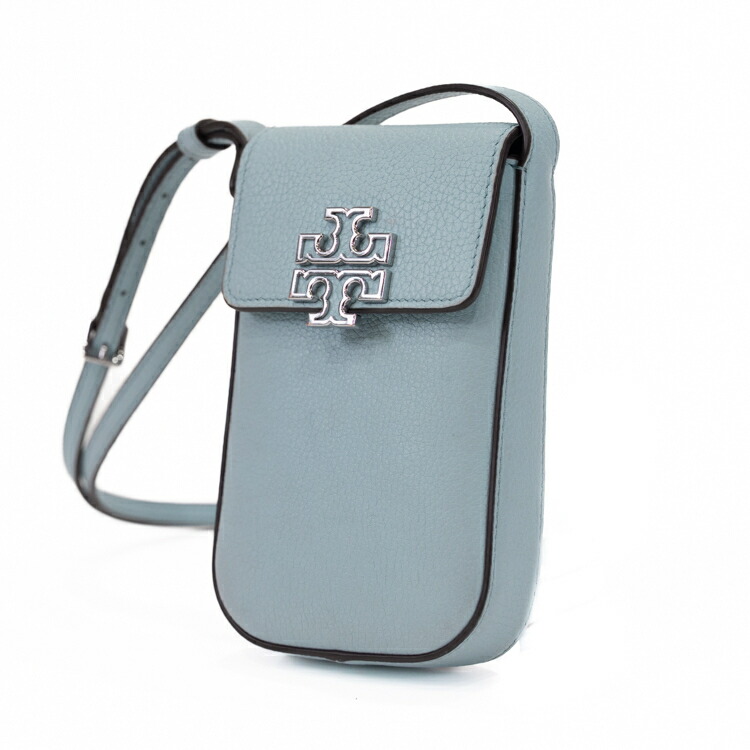 【美品】Tory Burch ショルダーバッグ スマホショルダー フォンケース iPhone ポシェット 151007 レザー 水色 ブランド小物 トリーバーチ 6090112m【中古】