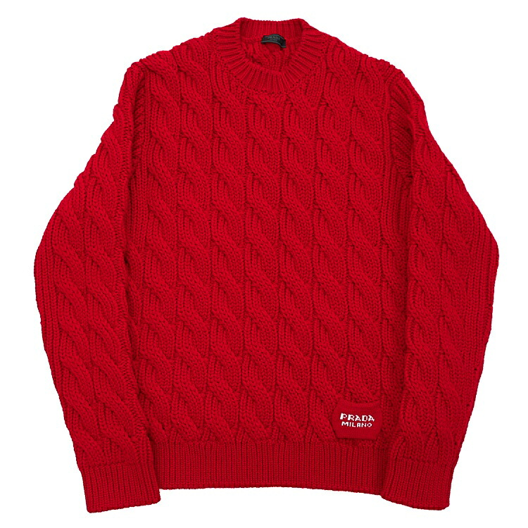 【極美品】 PRADA 労働者の一団首っ玉 有線テレビ編み物 スウェーター UMB431 8222 11QX メンズお召しもの 手入らず毛糸 赤いこと 6126840m 【中古】
