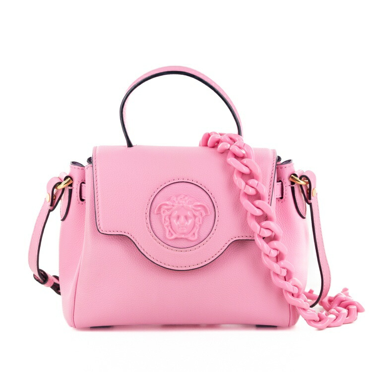 【美品】VERSACE ヴェルサーチ メデューサ ミニ御徒面子 ショルダーバッグ レディース御徒面子 ハンドバック 2Way なめし革 ゴールド金具 さくら色 6032650m 【中古】