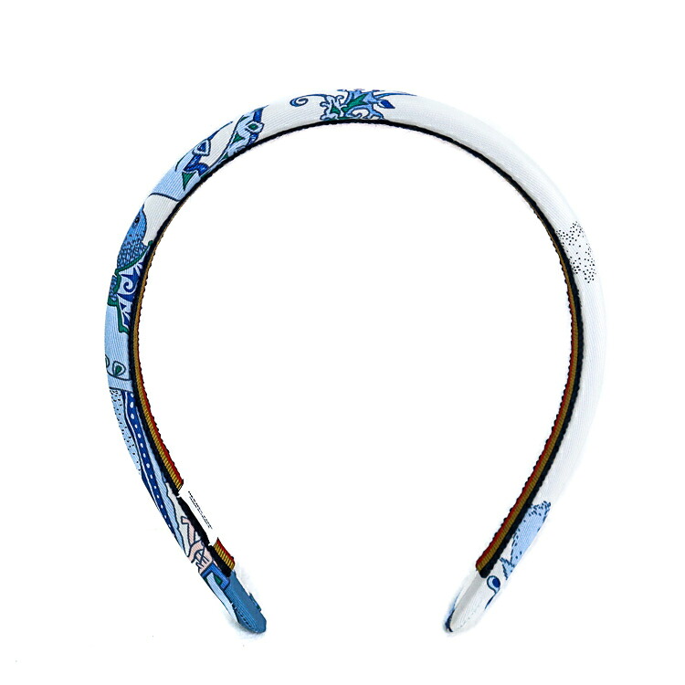 【未使用品】 エルメス ヘアバンド カチューシャ ELSA エルザ スプラッシュパーク ヘアアクセサリー シルク ホワイト ブルー ブランドアクセサリー HERMES 6168723m【中古】｜大進洋行