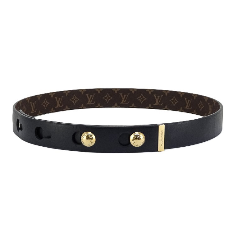 【美品】LOUIS VUITTON 胴締め LV スタッズ 29粍 モノグラム M8610 帆布 なめし革 黒いこと 赤銅色 ブランド名小物 ルイヴィトン 6168333m【中古】 バッグ・小物・ブランド雑貨-レディースベルト