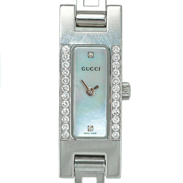 【中古】 GUCCI レディース腕時計 3900L ダイヤベゼル 2Pダイヤインデックス ホワイトシェル ステンレス ホワイト 5058523m｜大進洋行