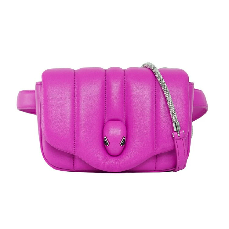 【美品】 BVLGARI AMBUSH アンブッシュ コラボ セルペンティ 2WAY ショルダーバッグ ウエストポーチ レザー ピンク パープル スネーク 【中古】 6168077mｍ-D4
