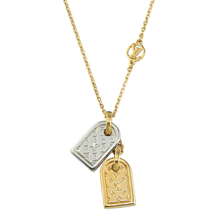 【極美品】LOUIS VUITTON 首飾り ナノグラム 名まえ曳き船 シャンデリヤ M63141 GP ゴールド しろがね色 付属物 ブランド名小物 ルイヴィトン 6228541m【中古】