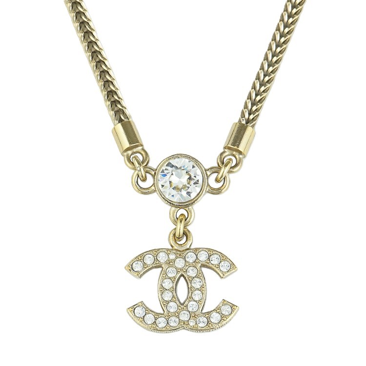 【極美品】CHANEL ココマーク ネックレス チョーカー ラインストーン ABE544 メタル ゴールド ブランド アクセサリー ブランド小物 シャネル 6192475m【中古】｜大進洋行