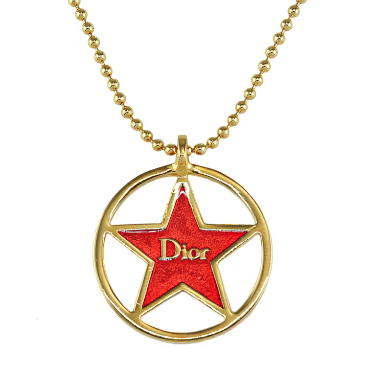 【極美品】Christian Dior ゴロ スター ネックレス メタル ゴールド レッド アクセサリー ブランド小物 ディオール 6192611m【中古】｜大進洋行 15,987円