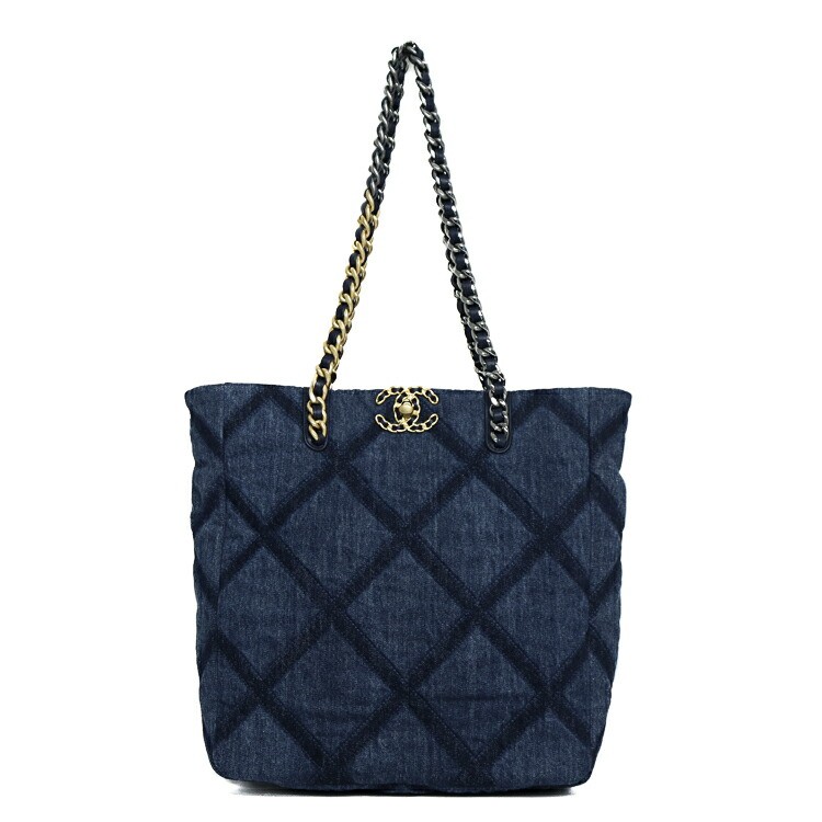 【未当て嵌める品】CHANEL シャネル ディズヌフ シャネル19 マトラッセ デニムトート チェーン店ショルダーバッグ ジーンズ なめし革 インディゴブルー 3色つや金具 レディース御徒面子 ブランド名御徒面子 5s24157J【中古】