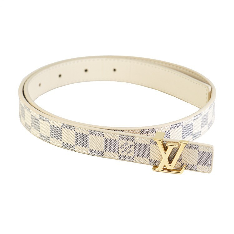 【美品】 LOUIS VUITTON ルイヴィトン ダミエアズール LV 冷コーニック 20粍 胴締め リヴァーシブル M0466 PVC帆布 なめし革 白いこと 薄墨色 ゴールド金具 65/26 レディース胴締め ブランド名小物 5s18029MK【中古】