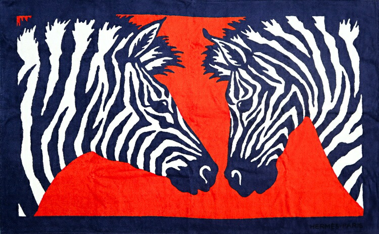 【未当てはめる品】 エルメス 砂浜西洋手ぬぐい タオルケット ゼブラ TAPIS DE PLAGE ZEBRA 綿織物 パープル オレンジ色 102646M HERMES 6275042m【中古】