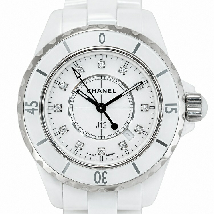 【美品】 CHANEL J12 12P金剛石総目録 H1628 レディースウオッチ 陶芸 白いこと ボーイズ 男女兼用 6265722j 【中古】