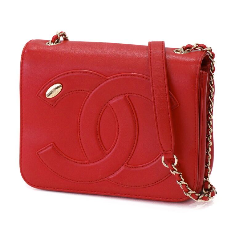 【中古】 CHANEL シャネル ココマーク CCロゴ 27番台 レディースバッグ フラップショルダー チェーンショルダー ショルダーバッグ AS0321 ラムスキン ゴールド金具 レッド 5052527J