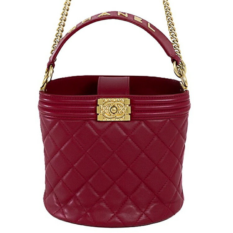 【美品】CHANEL シャネル ボーイシャネル バケットバッグ 2WAY ハンド チェーン ショルダーバッグ バケツ AS2091 ラムスキン レッド ゴールド金具 レディースバッグ ブランドバッグ 5070836J【中古】