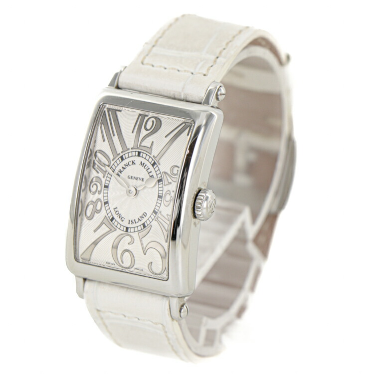 【美品】FRANCK MULLER ロングアイランド レリーフ 902QZREL ステンレススチール レザー 牛革 シルバー文字盤 レディースウォッチ 5181014J【中古】 117,450円