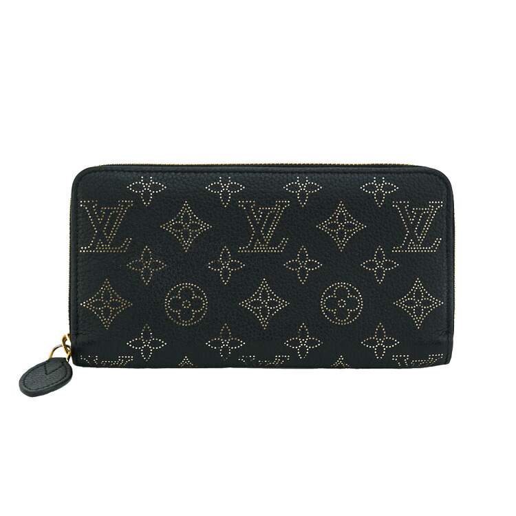 【美品】LOUIS VUITTON ジッピーウォレット M82645 ICチップ マヒナ レザー ゴールド ブラック ブランド財布 5315076M【中古】