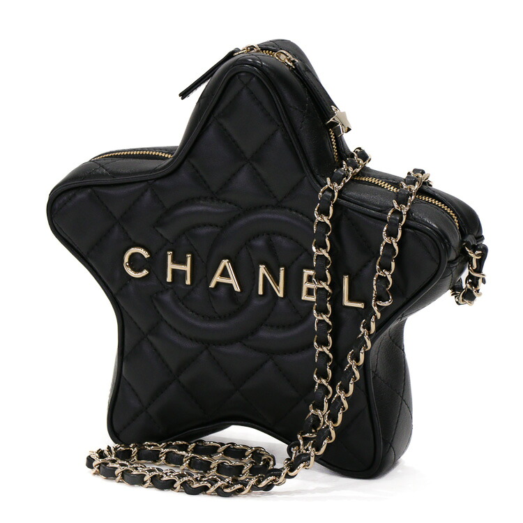 【美品】CHANEL ミニマトラッセ スター レディースバッグ チェーン ショルダーバッグ ラムスキン レザー シルバー金具 ブラック ブランドバッグ 5147768JC2【中古】